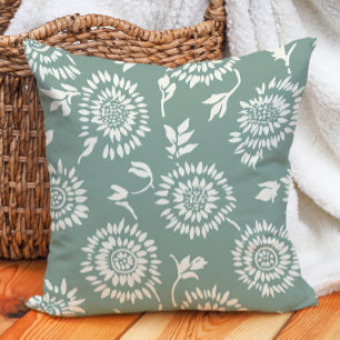 Coussin Boho Botanique Sage Green Cream Tournesols