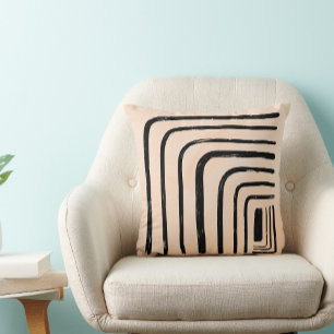 Coussin Boho boudcloth néatrale noir et crème feminine