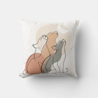 Coussin Boho Cats Howling Square Accent Pillow