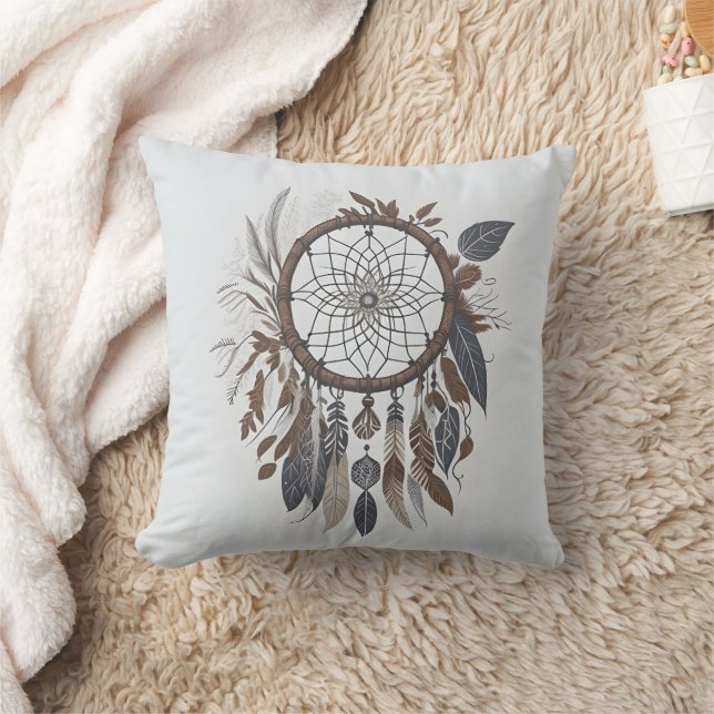 Coussin Boho Chic Dreamcatcher Earthy Toned Charme infusé (Couverture)
