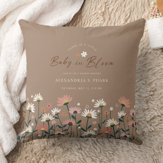 Coussin Boho Chic Fleur sauvage moderne bébé en fleurs dou (Couverture)