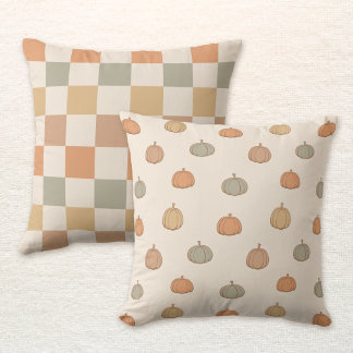 Coussin Boho Citrouille Réversible Halloween Automne Carre