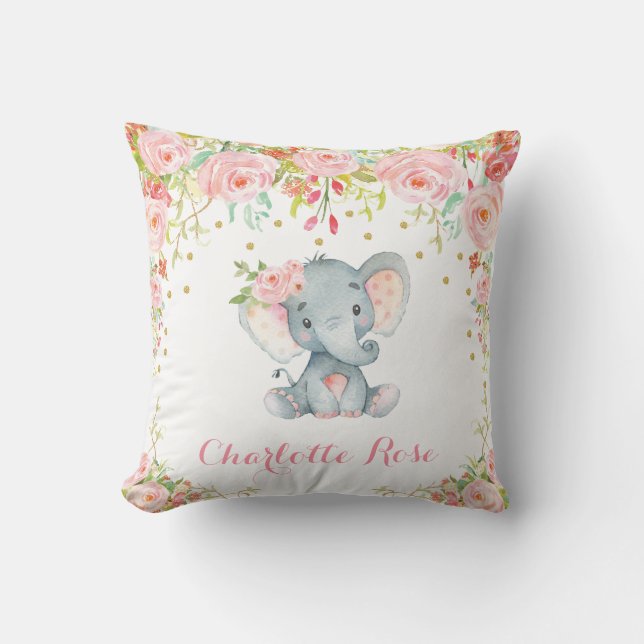Coussin Boho Elephant rose or Baby Girl Décor (Recto)