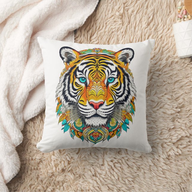 Coussin Boho Hippie Floral Year of the Tiger Art (Couverture)