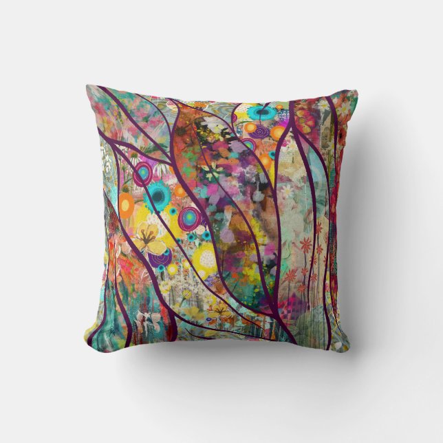 Coussin Boho Kaleidoscope - Art floral inspiré par la natu (Recto)