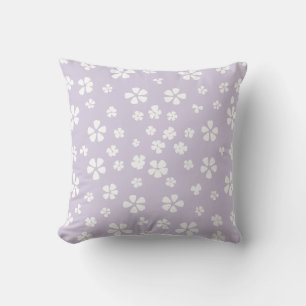 Coussin Boho moderne blanc fleur sauvage poussiéreux viole