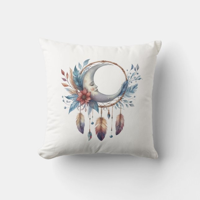 Coussin Boho Moon Throw Pillow (Recto)