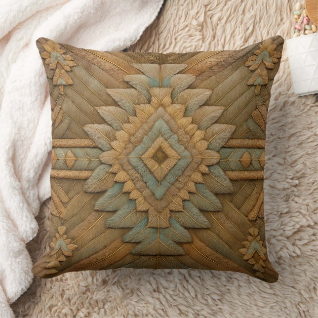 Coussin Boho Navajo Feather Pattern Throw Pillow (Couverture)