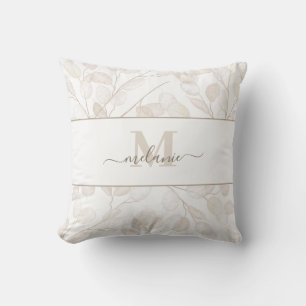 Coussin Boho Neutral Lunaria Monogramme
