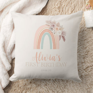 Coussin Boho Rainbow Watercolor Premier anniversaire