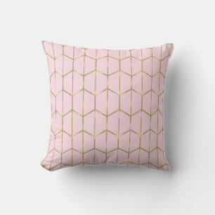 Coussin Boho rose Hexagon or & Glam géométrique
