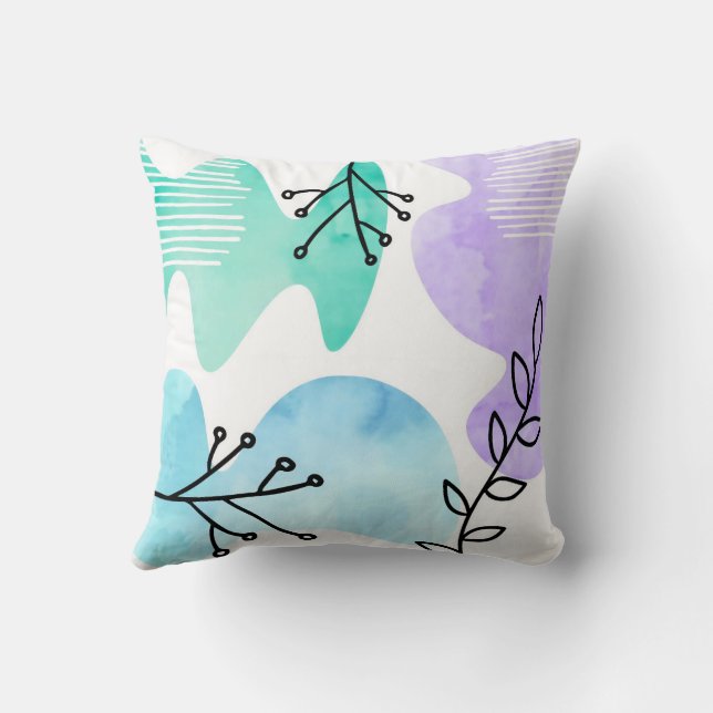 Coussin Boho Style Bohemian minima Blob Shape Line Art (Verso)