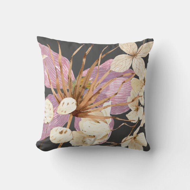 Coussin Boho Tropical Floral Lilac & Cream (Recto)