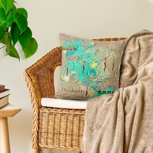 Coussin Boho Turquoise Et Golden Ancienne Sagesse