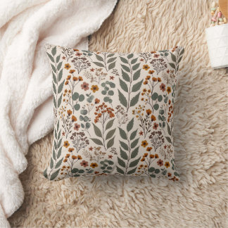 Coussin Boho Wildflowers and Eucalyptus Pattern