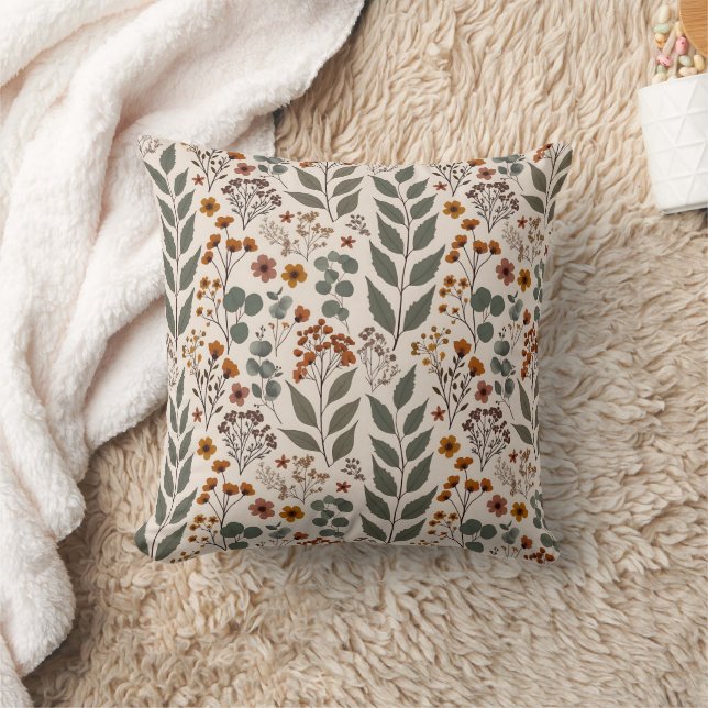 Coussin Boho Wildflowers and Eucalyptus Pattern (Couverture)