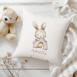 Coussin Boho Woodland Bunny Rainbow Nursery