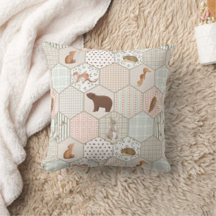 Coussin Bois Animaux Baby shower de chaume de forêt Cadeau
