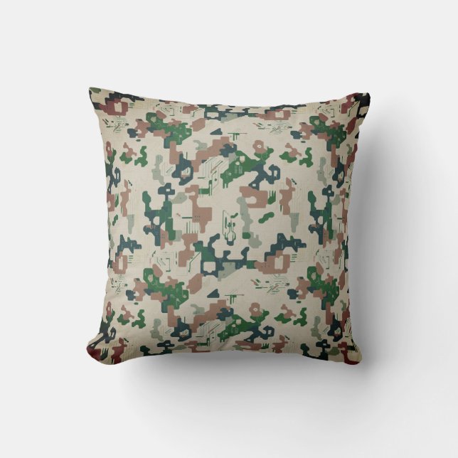 Coussin Bois de pixel terrestre (Recto)
