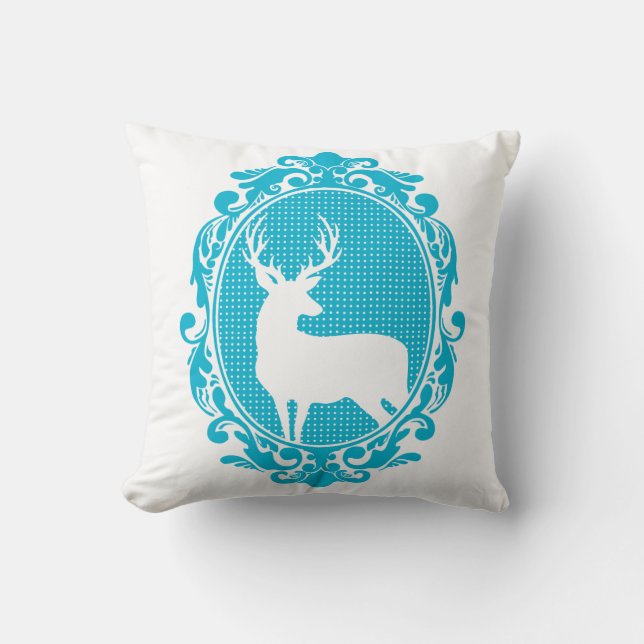 Coussin Bois Magique Cerf Silhouette & cadre de défilement (Recto)