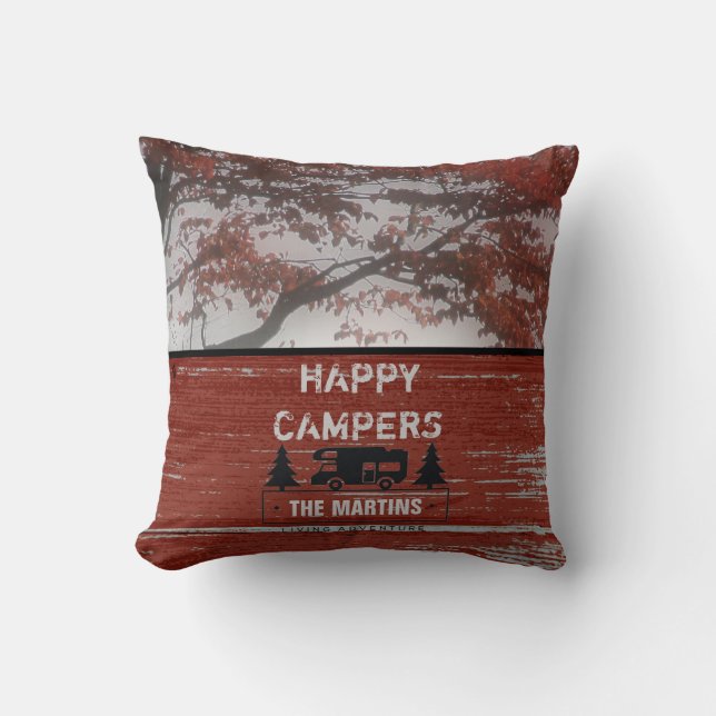 Coussin Bois rouge rustique retiré de grange des (Recto)