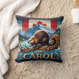 Coussin Bois rustique, Castor canadien, Océan
