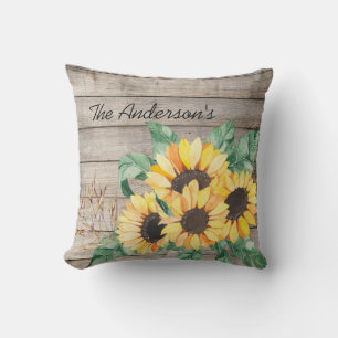 Coussin Bois rustique et tournesol Jeter l'oreiller
