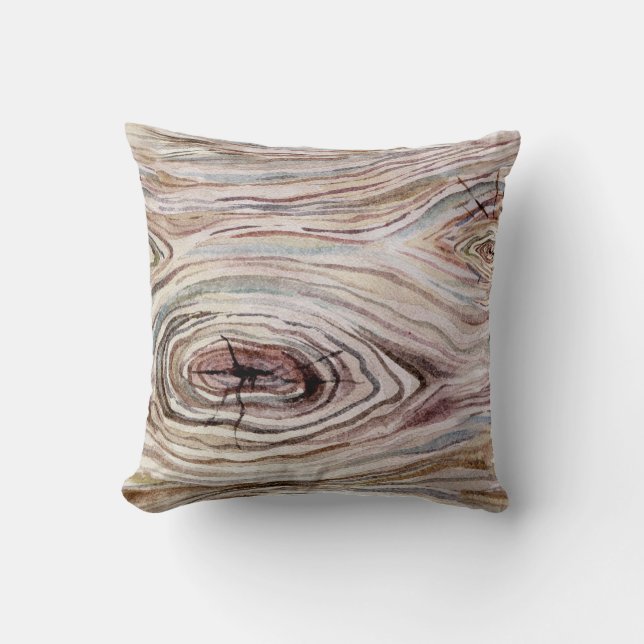 Coussin Bois rustique Grain Aquarelle Pays Chic (Recto)