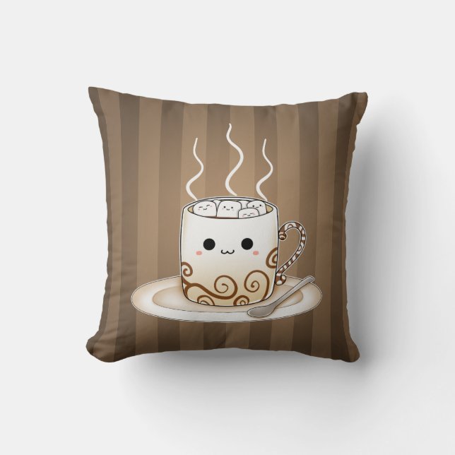 Coussin Boisson chaude de cacao de kawaii mignon (Recto)