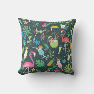 Coussin Boissons D'Oiseaux Tropicaux : Vibrant Sans Fil.