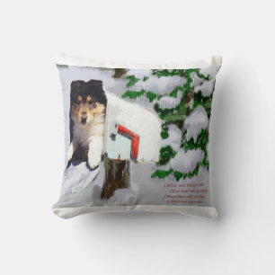 Coussin Boîte aux lettres de Noël de chiot Colley