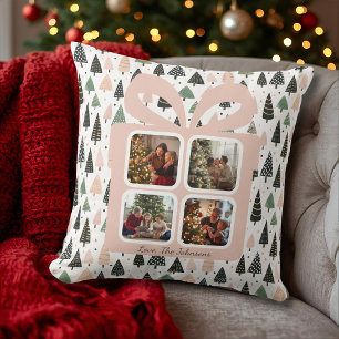 Coussin Boîte de cadeau de Noël moderne personnalisée avec