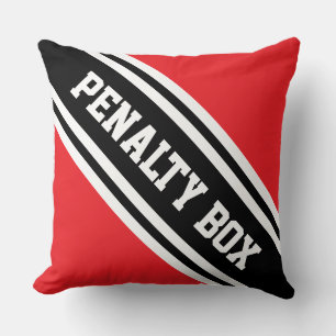 Coussin BOÎTE DE PÉNALITÉ Rouge vif Noir Blanc Rayures de 