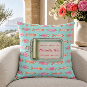 Coussin Boîte de poisson d'été côtier nom personnalisé