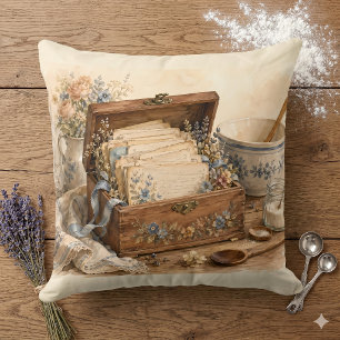 Coussin Boîte de recettes anciennes Cuisine de cottage