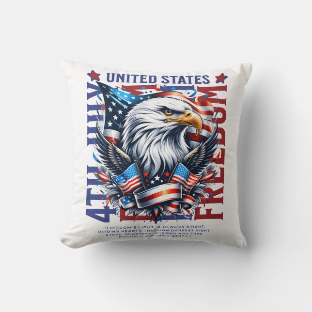 Coussin Bold Eagle Patriotic 4th of July Pillow (Recto)