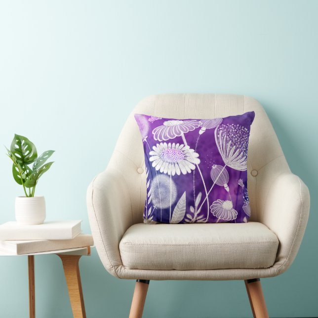 Coussin Bold Purple and Violet Wild Flower Art (Chaise)