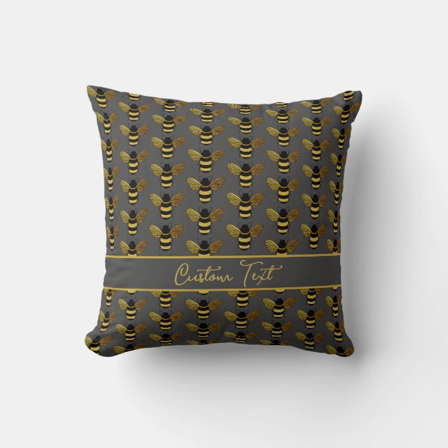 COUSSIN BOMBLEBEE OR BLACK BEE RÉPÉTER MOTIF BROWN (Recto)