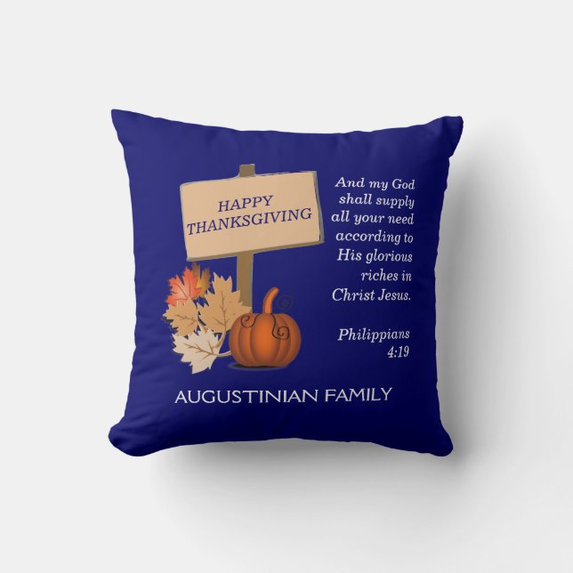 Coussin Bon thanksgiving chrétien personnalisé (Recto)