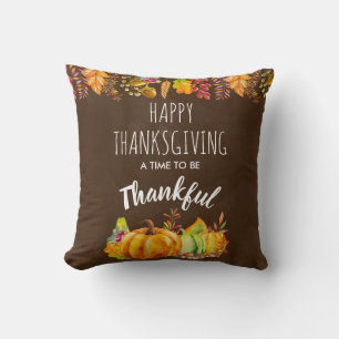Coussin Bon thanksgiving Citrouilles et feuillage d'automn