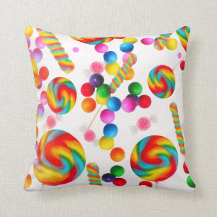 Coussin Bonbons Arc-en-ciel Candyland Sucettes Colorés