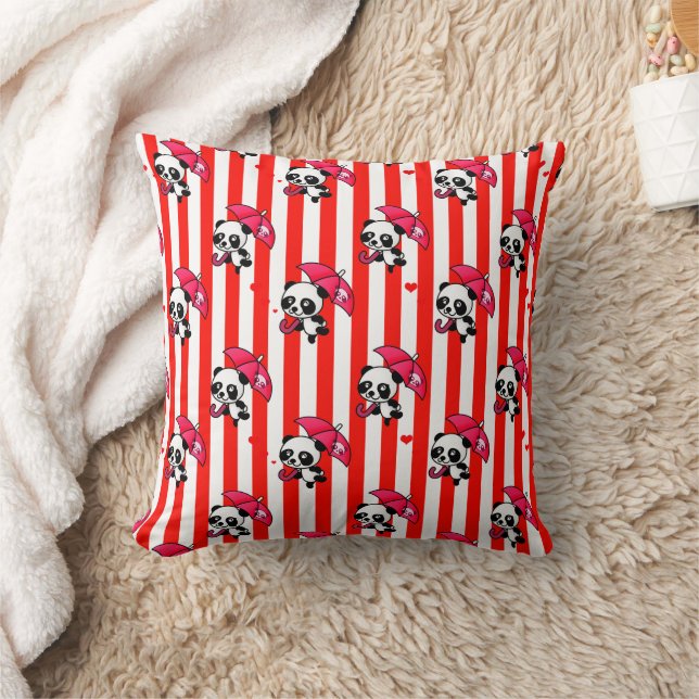Coussin Bonbons blanc rouge rayé (Couverture)