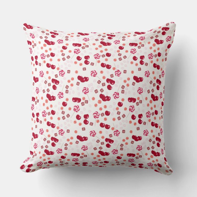 Coussin Bonbons de cerise brillant doux lollipopes doux (Recto)