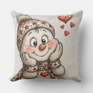Coussin Bonhomme de neige amoureux