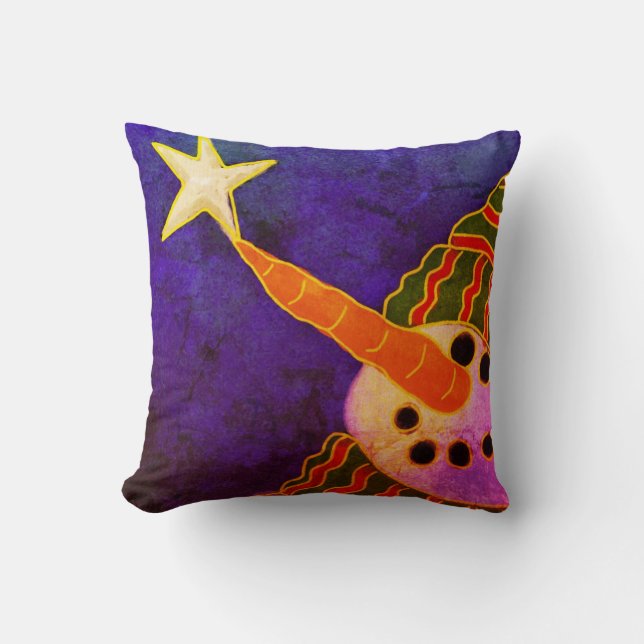Coussin Bonhomme de neige avec l'art de Noël d'abrégé sur (Recto)