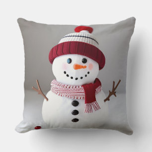 Coussin Bonhomme de neige avec un chapeau mignon