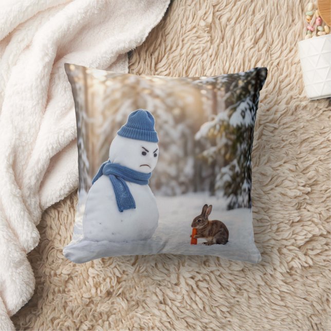 Coussin Bonhomme de neige fronçant les sourcils devant un  (Couverture)