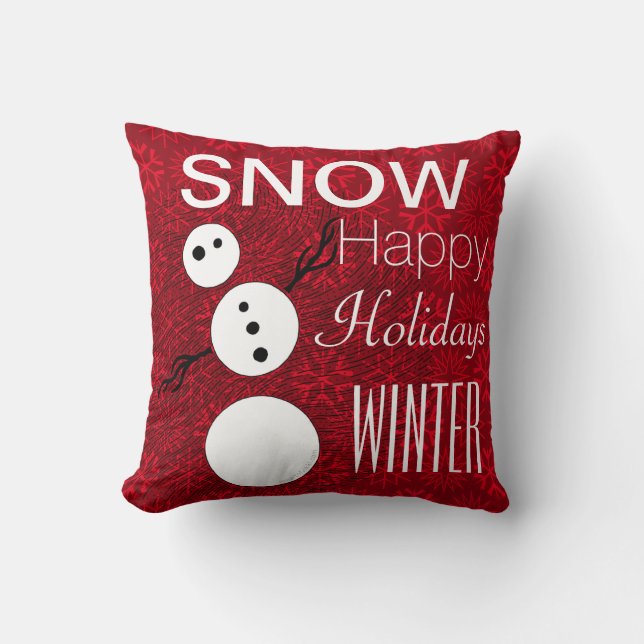 Coussin Bonhomme de neige noir et blanc de Z des vacances (Recto)
