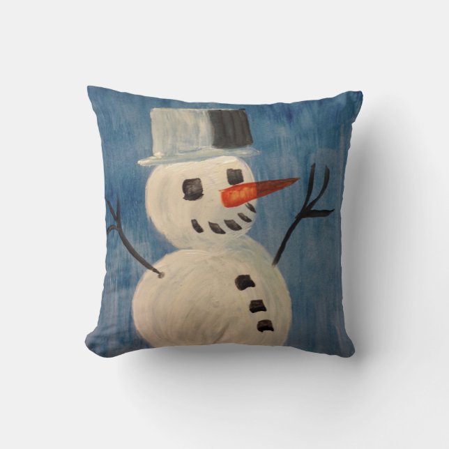 Coussin Bonhomme de neige sur le bleu (Recto)
