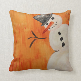 Coussin Bonhomme de neige sur l'orange
